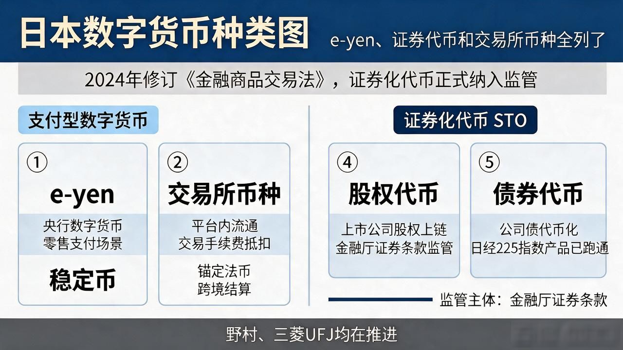 日本数字货币种类图:e-yen、证券代币和交易所币种全列了