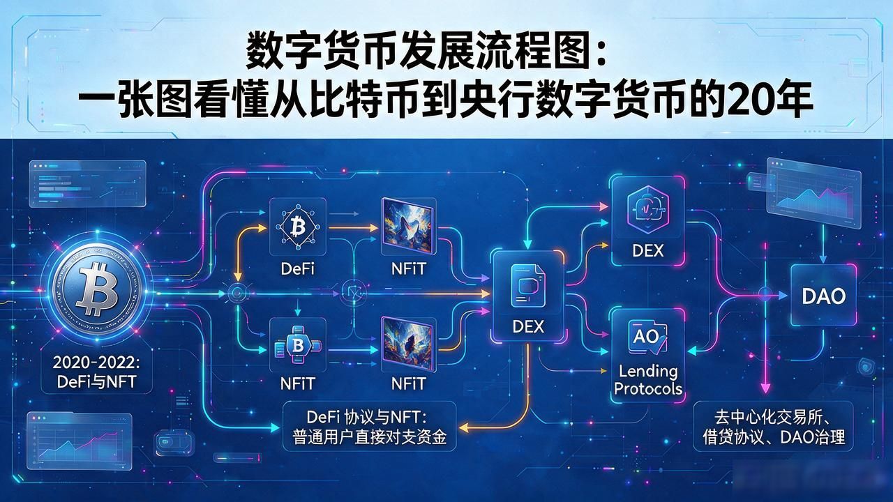 数字货币发展流程图:一张图看懂从比特币到央行数字货币的20年