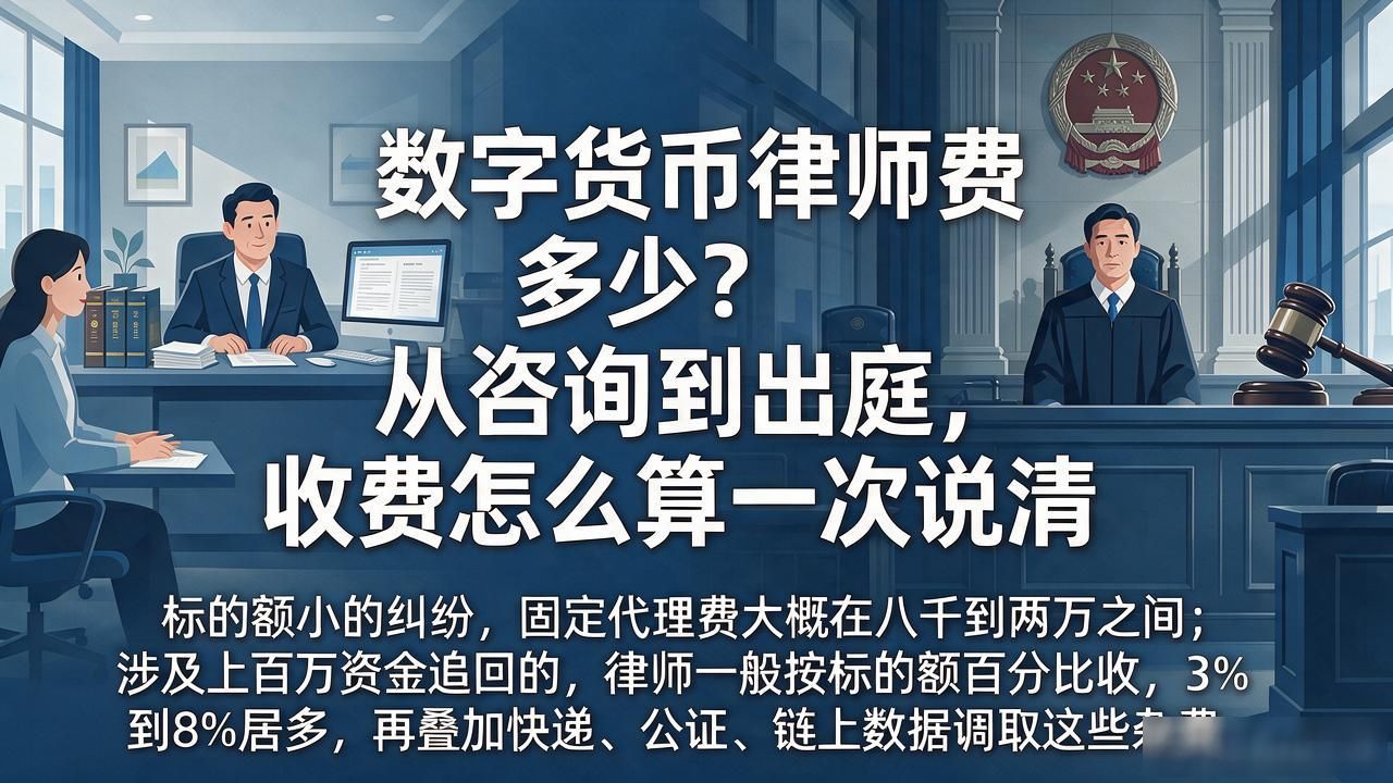 数字货币律师费用多少？从咨询到出庭，收费怎么算一次说清