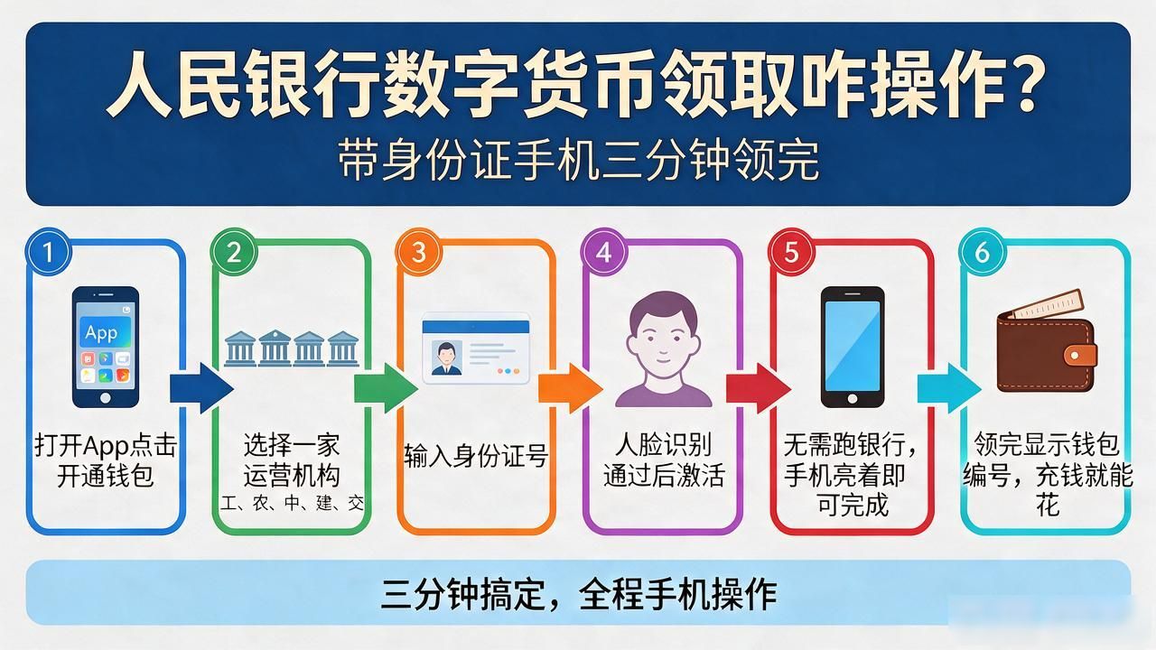 人民银行数字货币领取咋操作?带身份证手机三分钟领完